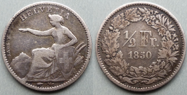 Switzerland 1850 half franc